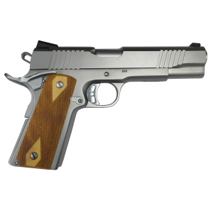 Rock Island 56865 Rock Standard FS Full Size 10mm Auto 8+1 5" Stainless Steel Barrel & Serrated Slide, Matte Stainless Steel Frame w/Beavertail, Wood Double Checkered Grip