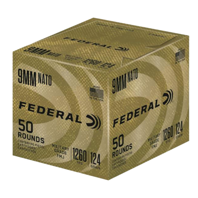 Federal C9N882 Military Grade  9mmLuger 124gr Full Metal Jacket 50 Per Box/10 Case
