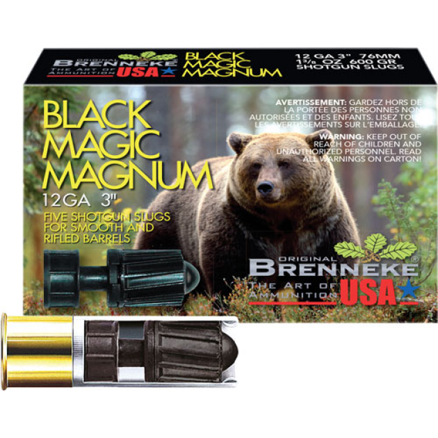 BRENNEKE USA BLACK MAGIC 12GA - 3" 1.375OZ SLUG 5RD 50BX/CS