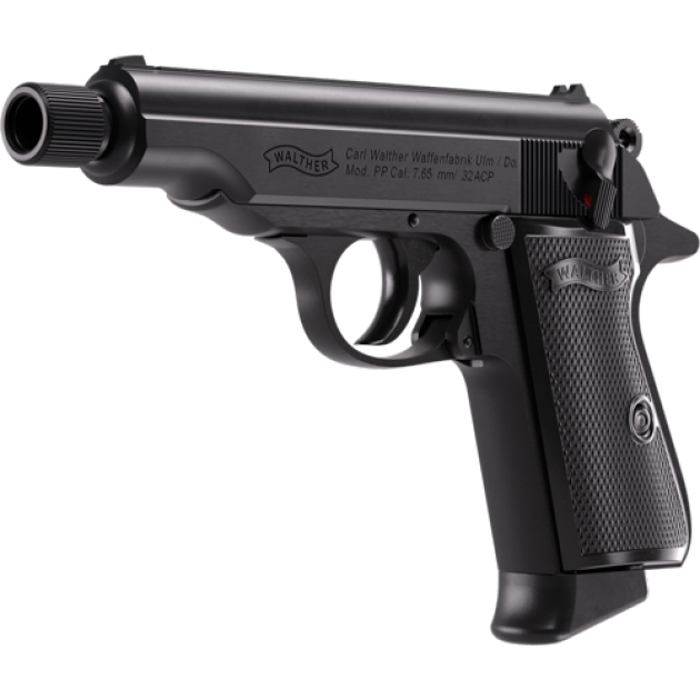 WALTHER PP SD 32ACP BLACK 8RD - THREADED BARREL BLACK GRIPS
