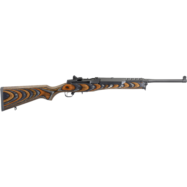 RUGER MINI-14 5.56MM LAMINATED - CHEVRON BROWN/BLACK STOCK BLUE