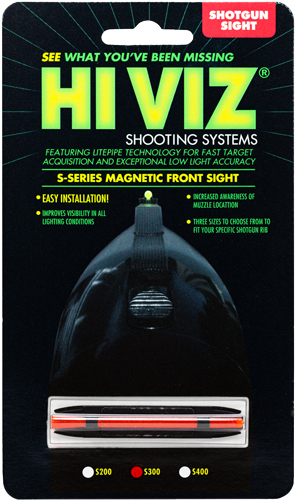 HIVIZ SHOTGUN FRONT SIGHT - MAGNETIC RIB .218-.328" RED - Image 2