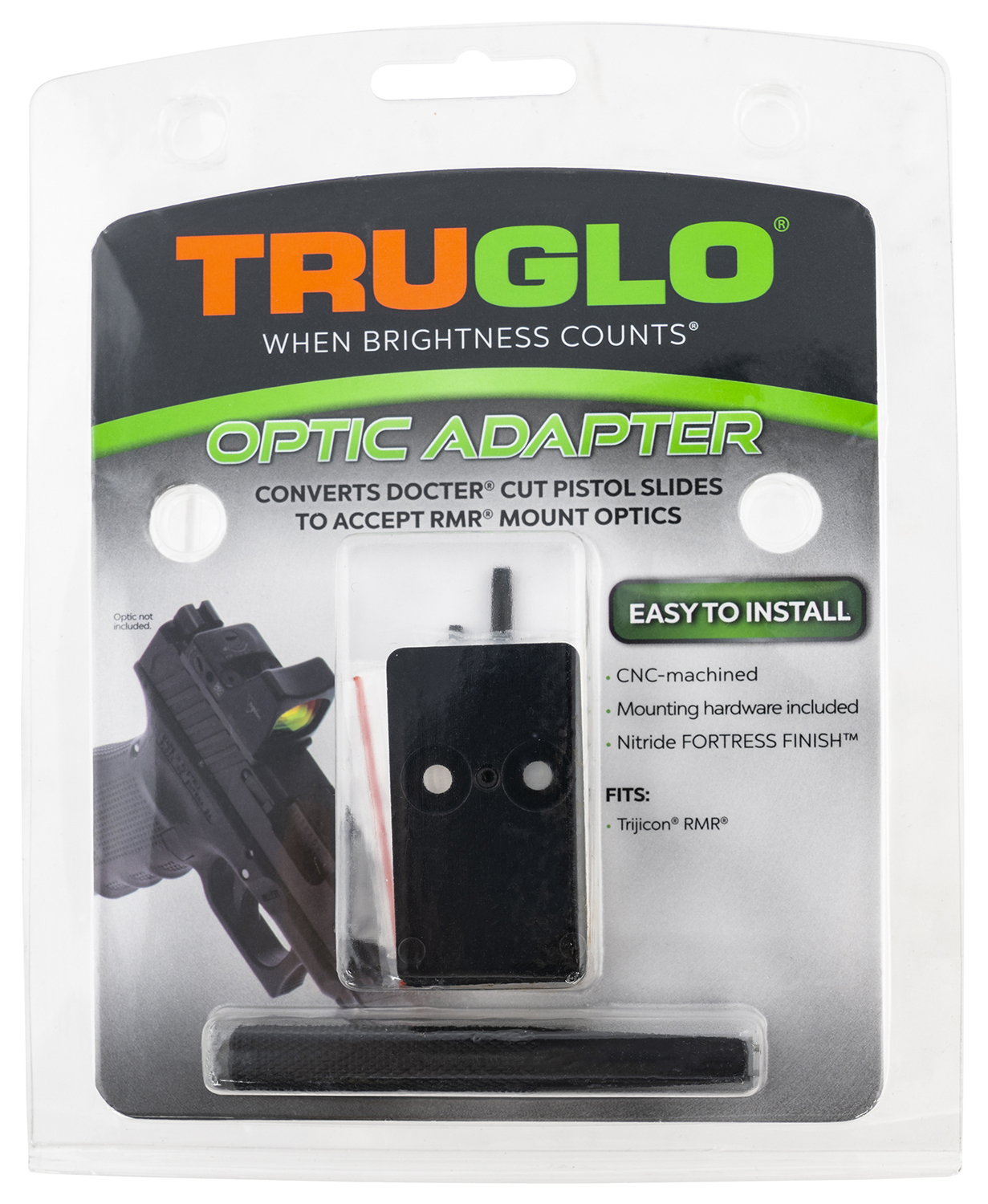 TruGlo TG-TG8952C Red Dot Sight Adapter RMR Mount Aluminum Nitride Fortress Trijicon