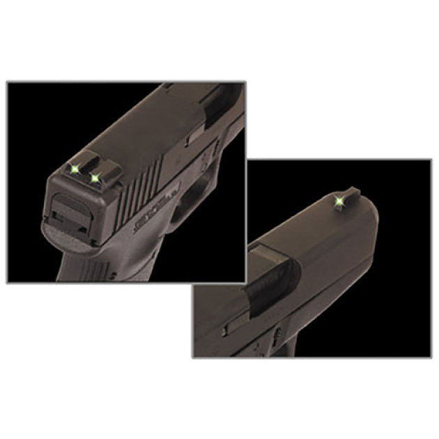 TruGlo TG231G2 Tritium  Green Tritium Front & Rear/Black Nitride Fortress Frame, Compatible w/Most Glock Except MOS 45 ACP/10mm Auto, Front Post/Rear Dovetail Mount