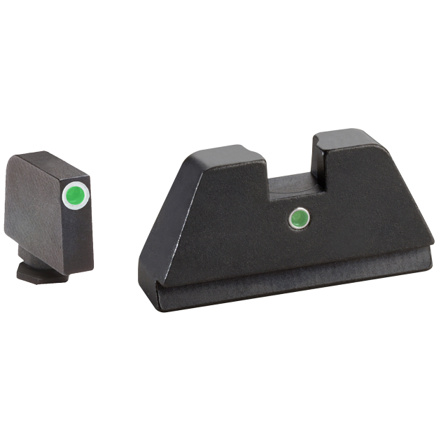 AmeriGlo GL191 Optic Compatible Sight Set for Glock  XL Tall Green Tritium White Outline Front Sight-Green Tritium  Rear Sight