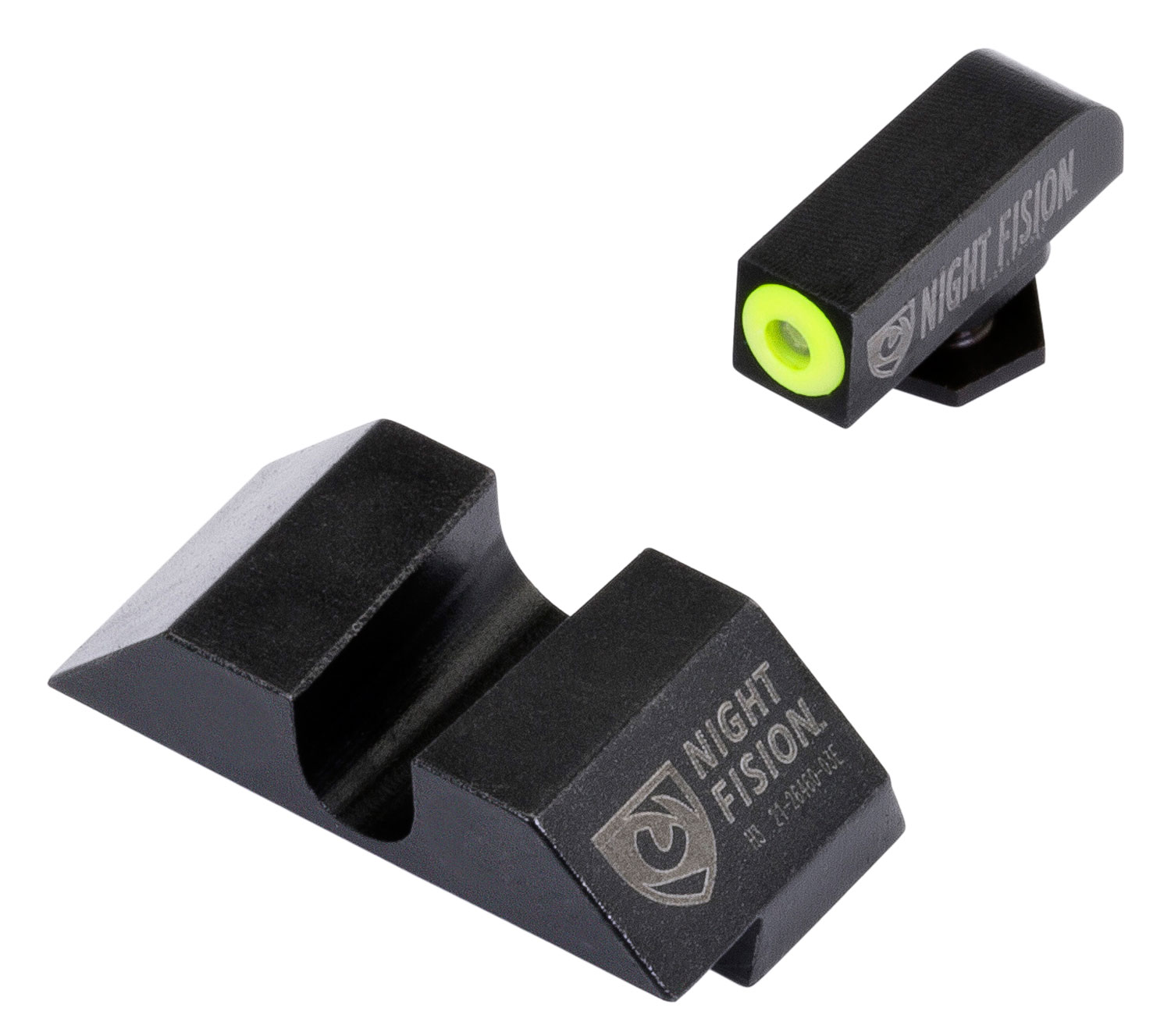 Night Fision GLK001014YGZ Tritium Night Sights For Glock  Green Tritium Yellow Outline Front Sight- Black/Blank Rear Sight Glock 17/17L/19/22