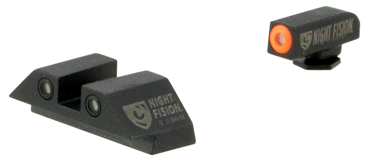 Night Fision GLK001003OGW Tritium Night Sights For Glock  Green Tritium Orange Outline Front Sight- Green Tritium White Outline Rear Sight Glock 17/17L/19/22