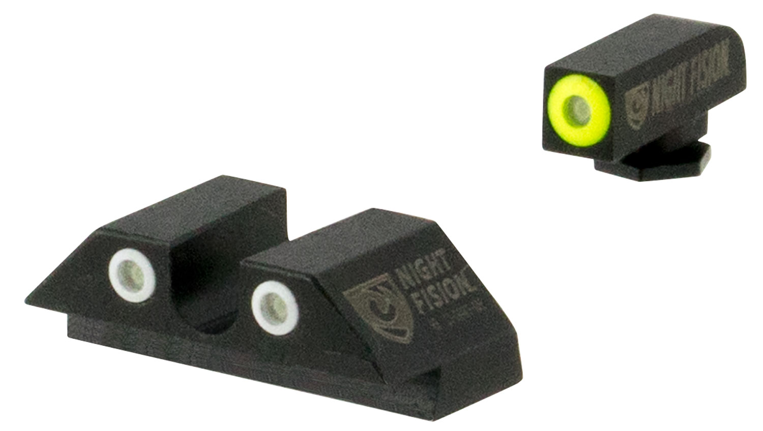 Night Fision GLK001007YGW Tritium Night Sights For Glock  Green Tritium Yellow Outline Front Sight- Green Tritium White Outline Rear Sight Glock 17/17L/19/22