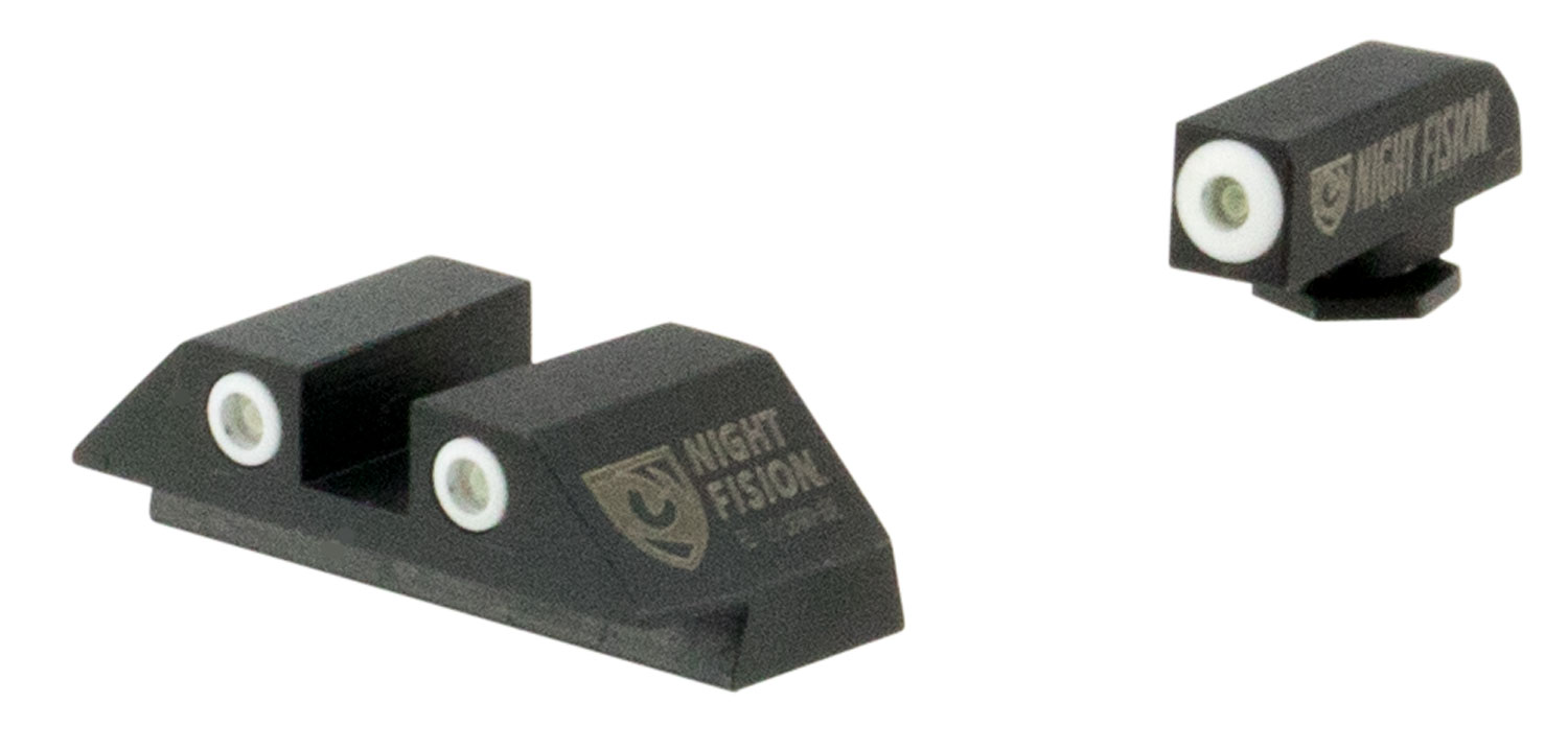 Night Fision GLK001003WGZ Tritium Night Sights For Glock  Green Tritium White Outline Front Sight- Green Tritium Black Outline Rear Sight Glock 17/17L/19/22