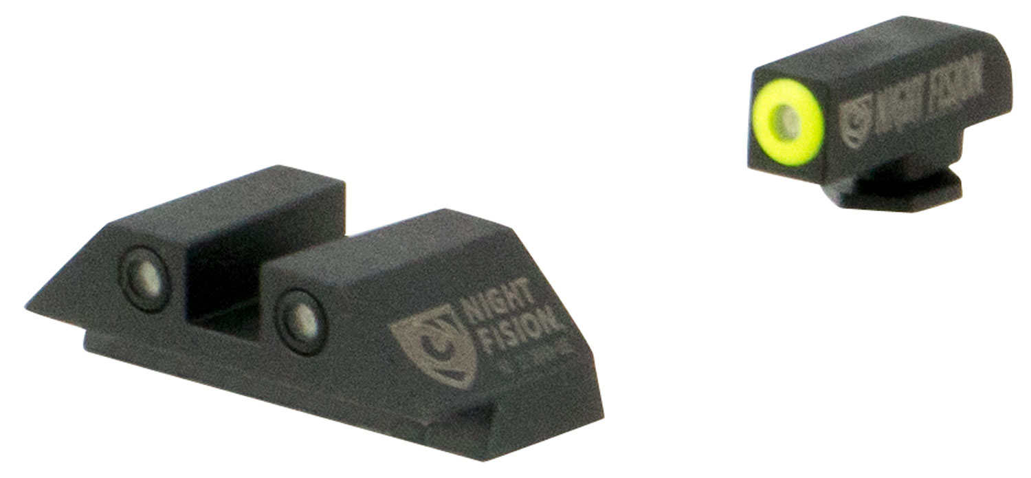 Night Fision GLK001003YGZ Tritium Night Sights For Glock  Green Tritium Yellow Outline Front Sight- Green Tritium Black Outline Rear Sight Glock 17/17L/19/22