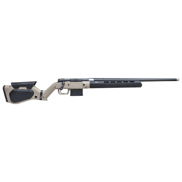 Howa HHERA308CFTAN M1500 Hera 308 Win 5+1 24" Carbon Fiber Threaded Barrel, Black Rec, Tan & Black Hera H7 Chassis Stock