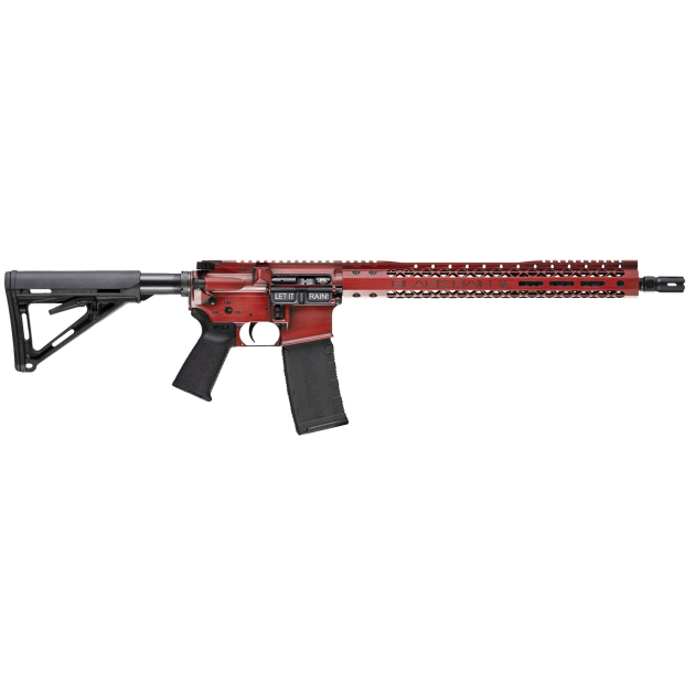 Black Rain Ordnance BROWTPRB Spec 15+ We The People 5.56x45mm NATO 30+1 16", Red Battleworn with Deep Engraving, 15" Slim M-LOK, Magpul Grip/Carbine Stock, Castle Flash Hider