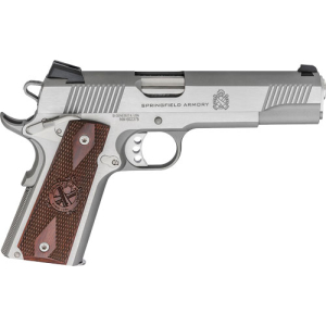 SPRINGFIELD 1911 LOADED 45ACP - 5" 7RD SS/WOOD GRIPS CA COMP