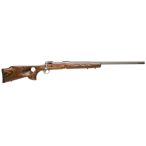Savage Arms 18516 12 BTCSS Full Size 223 Rem 4+1 26" Matte Stainless Heavy Fluted Barrel, Matte Stainless Steel Receiver Drilled & Tapped, Satin Brown Thumbhole Laminate Stock, Right Hand