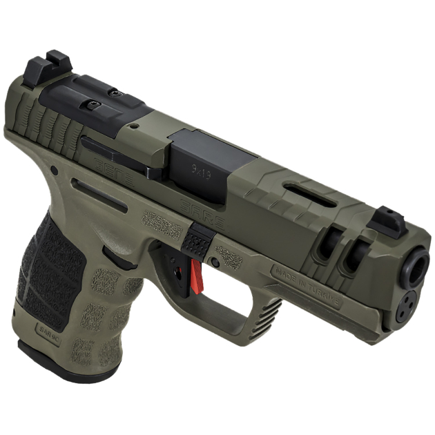 SAR USA SAR9CG3OD SAR9 C Gen3 Compact Frame 9mm Luger 15+1 4" Black Steel Barrel, OD Green Cerakote Steel Slide, OD Green Polymer Frame w/Picatinny Rail, Black Interchangeable Backstrap Grip