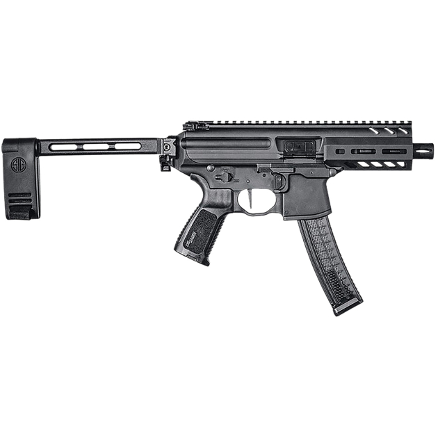 Sig Sauer PMPX4B9 MPX K  9mm Luger Caliber with 4.50" Barrel, 30+1 Capacity, Black Hard Coat Anodized Metal Finish, Folding Pivoting Contour Brace Stock & Black Polymer Grip Right Hand