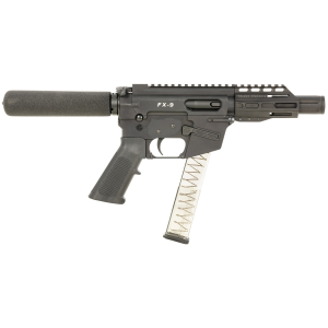 FREEDOM ORDNANCE FX9P4T FX-9  9mm Luger 32+1 4", Black, M-LOK Handguard, Padded Buffer Tube, A2 Grip, 3" Faux Suppressor, Includes Sling
