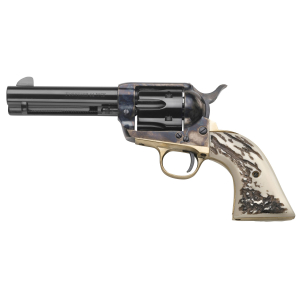 Taylors & Company 200071 1873 Cattleman 357 Mag Caliber with 4.75" Blued Finish Barrel, 6rd Capacity Blued Finish Cylinder, Color Case Hardened Finish Steel Frame & Imitation Stag Grip