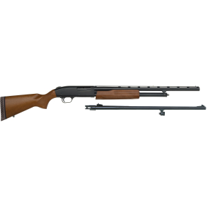 Mossberg 54188 500 Bantam Combo Youth 20 Gauge Pump 3" 5+1 Blued 22" Vent Rib/24" Fully-Rifled Barrels, Blued Steel Receiver, Fixed Wood Stock, Right Hand, Accu-Set Full Rifled Bore Choke
