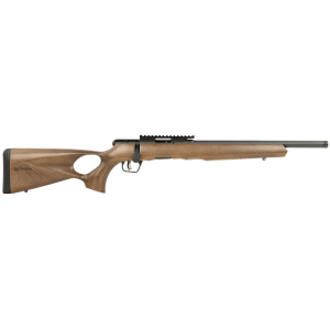 Savage Arms 70817 B Series Timber 17 HMR 10+1 18" Matte Black Threaded Barrel, Matte Black Picatinny Rail Steel Receiver, Woodgrain Fixed Thumbhole Stock