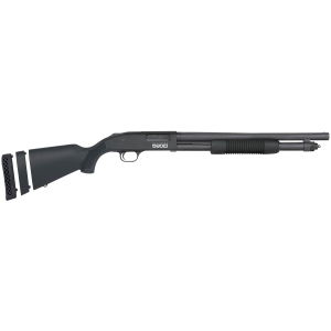Mossberg 51609 590S  12 Gauge Pump 3" 10+1 18.50" Matte Blued Heavy Walled Barrel, Drilled & Tapped Black Receiver, Fixed Black Synthetic Stock