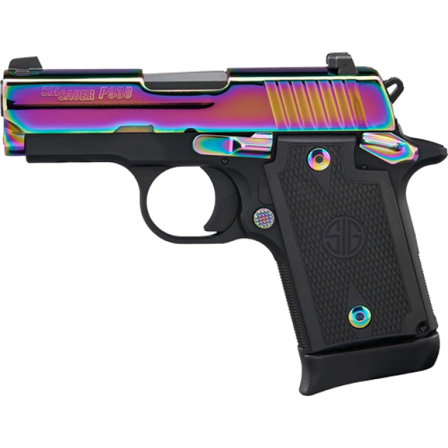 SIG P938 9MM 3" SAO SIGLITE - (1)7RD G10 TITANIUM RAINBOW