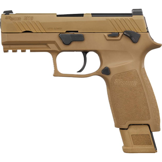 SIG M18 COMMERCIAL 9MM 3.9" - SIGLITE (3)10RD MAN SAF COYOTE