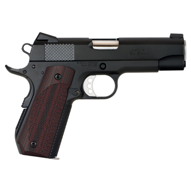 Ed Brown KC18G4 1911 Kobra Carry 45 ACP 7+1 4.25" Stainless Recessed Crown Barrel, Black Gen4 Snakeskin Serrated Carbon Steel Slide & Frame w/Beavertail, Laminate Wood Grip