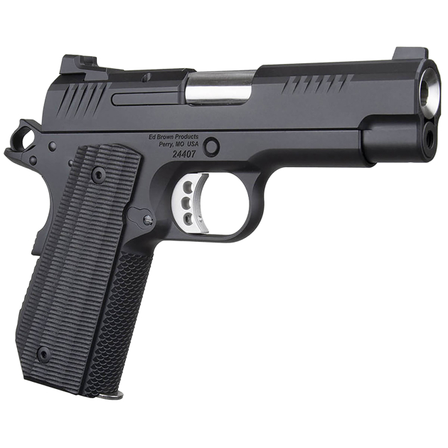 Ed Brown EVOKC9LW 1911 EVO KC Lightweight 9mm Luger 7+1 4" Stainless Bull Barrel, Black Gen4 Serrated Slide, Black Gen4 Carbon Steel Frame w/Beavertail, Black Grips