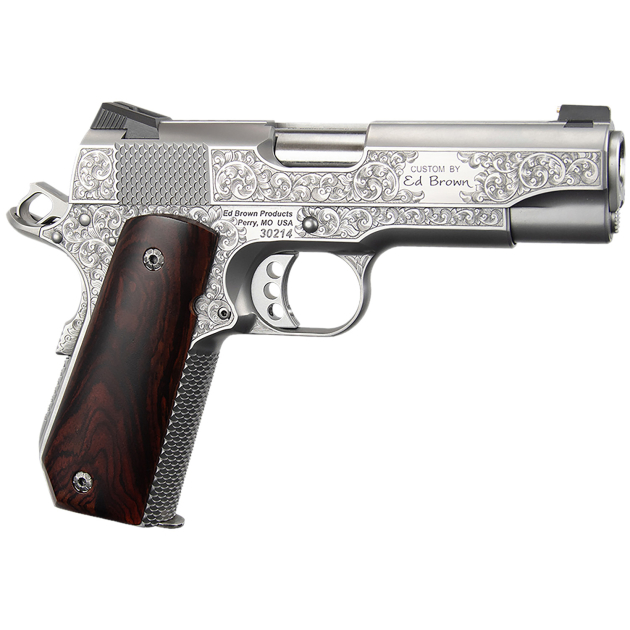 Ed Brown KCSSSIG Kobra Carry Signature Edition 45 ACP 7+1 4.25" Stainless Recessed Crown Barrel, Engraved Serrated Stainless Steel Slide &  Frame w/Beavertail, Cocobolo Grip