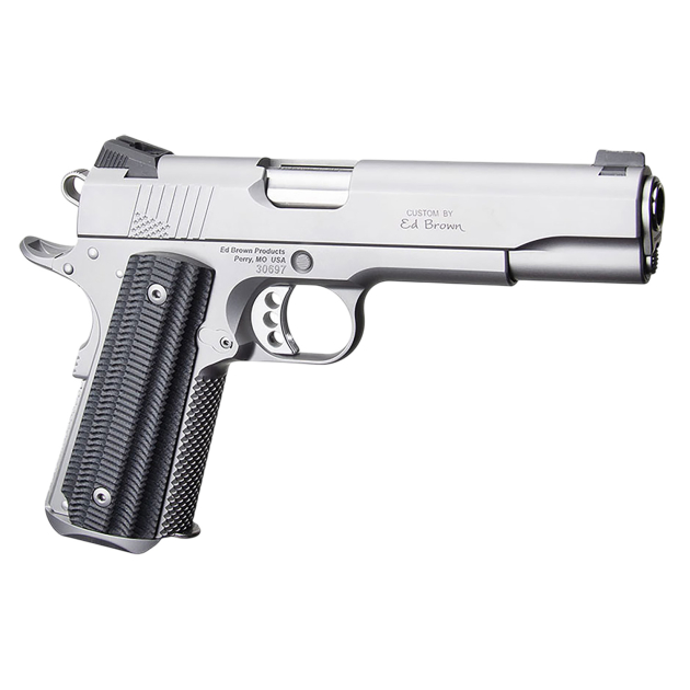 Ed Brown BASESS2A 1911 2nd Amendment 45 ACP 5" Stainless Steel Barrel, Serrated Slide & Frame, Black Alien G10 Grip, Right Hand